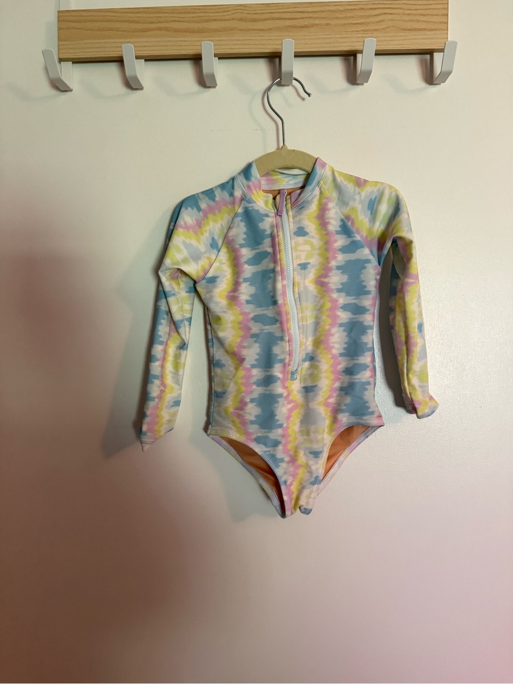 CrewCuts Kids Long-Sleeve Pastel Tie-Dye One-Piece Swimsuit 50 spf